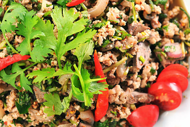 istock Top view Pork and Vegetable Thai Cuisine ,Thailand (Laab Isan) 185225224
