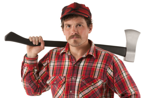 Portrait of a lumberjack with an axe