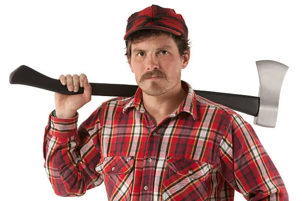 Photo of Portrait of a lumberjack with an axe