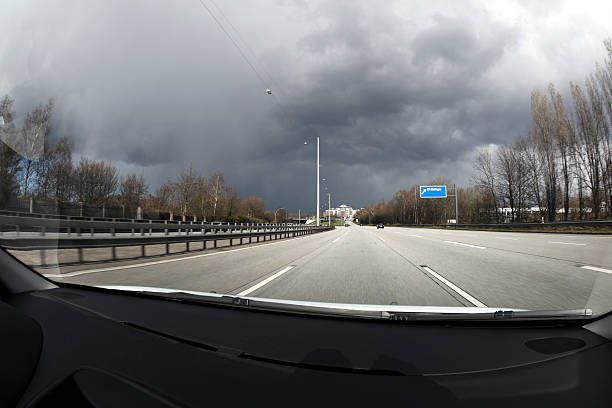 Driving into Bad Weather. Hamburg, Germany