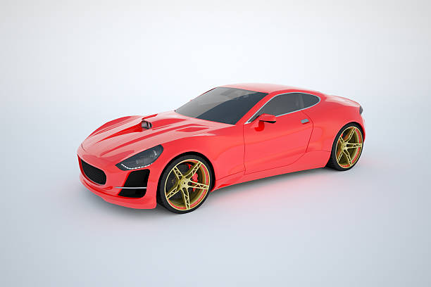 istock Red sport car on white background 185226233