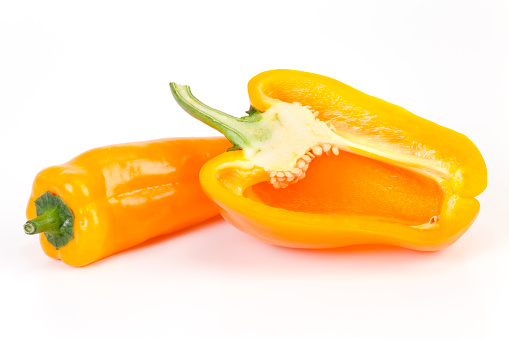 Sweet peppers on white background.