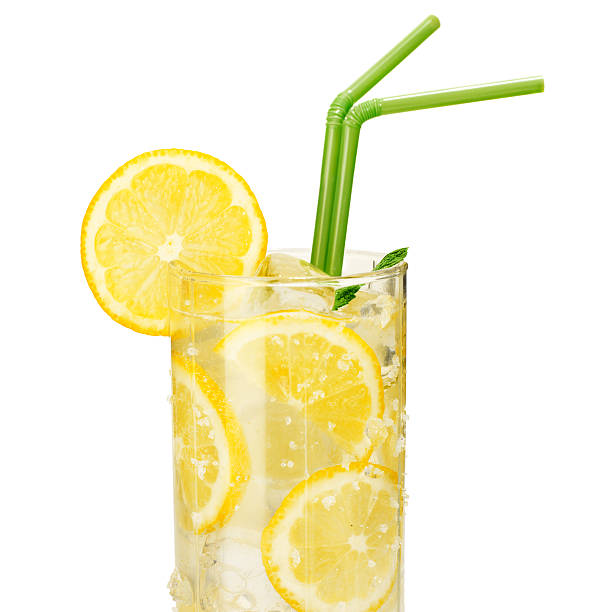 lemonade glass of cold lemonade isolated on white background. lemon soda photos stock pictures, royalty-free photos & images