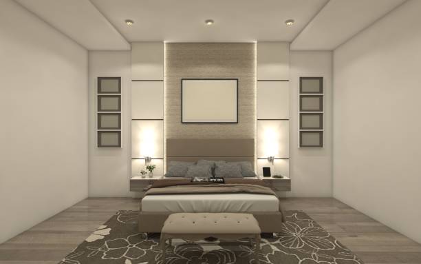 istock Modern Master Bedroom With Wall Background Ornament 1852269058