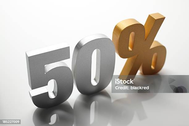 Fifty Percent Stock Photo - Download Image Now - Financial Figures, Number, Back Lit