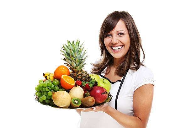 istock Young woman with fruits 185227160