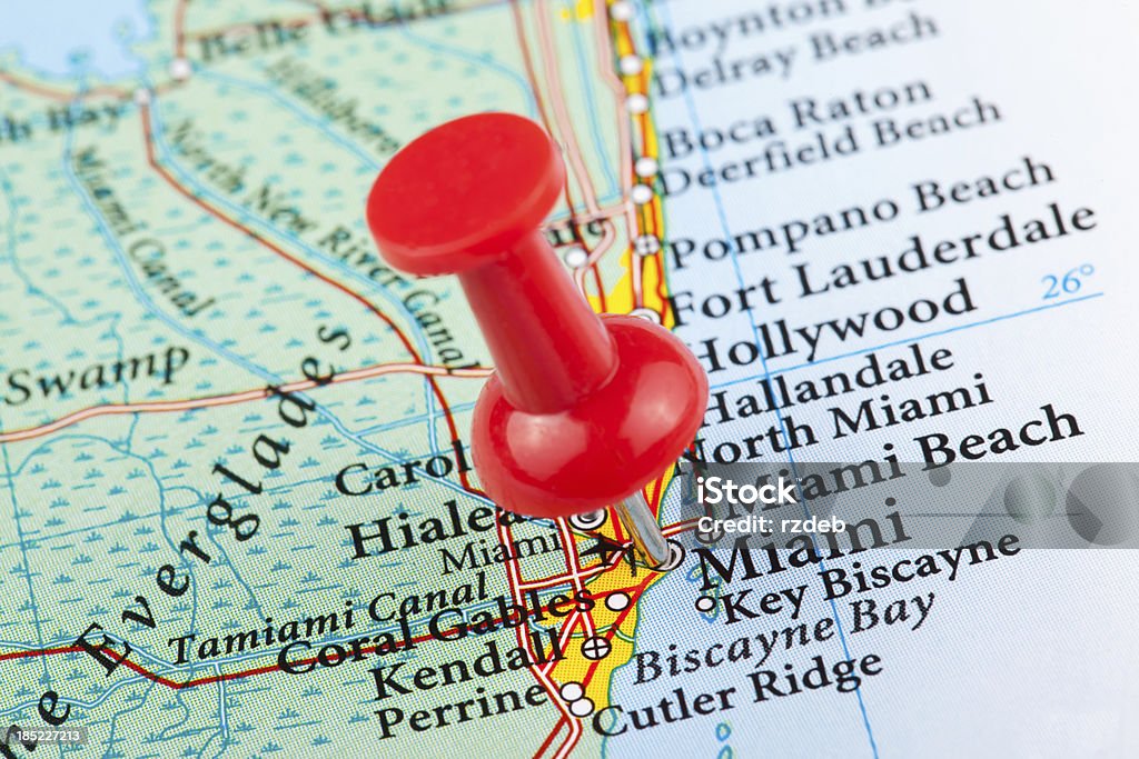 Karte von Miami, Florida – USA - Lizenzfrei Stadtplan Stock-Foto