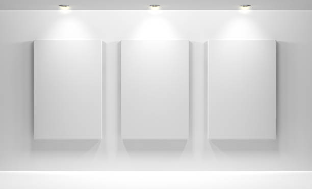 Gallery Interior with empty Art Museum.More 3D concept art museum photos stock pictures, royalty-free photos & images