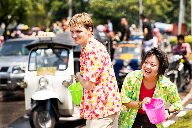 Song Khran Fun - Thai New year stock photo