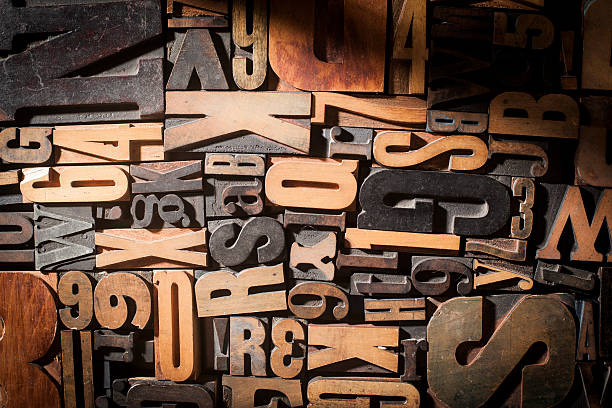 tipográficos fundo de blocos - letterpress typescript alphabet wood imagens e fotografias de stock