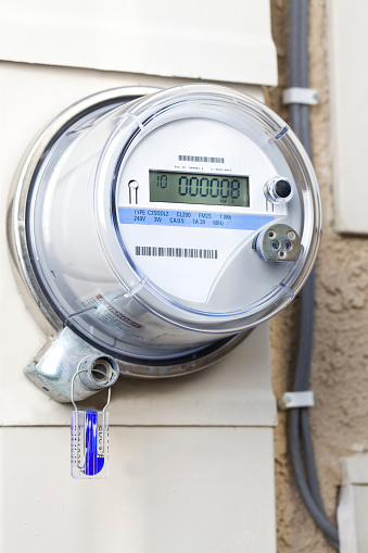 Smart meter on wall of home. CLICK TO SEE MORE!