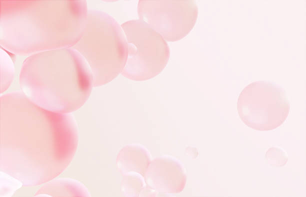 istock Pink bubbles floating on a simple background, 3D rendered image of chunky textured bubbles 1852286903