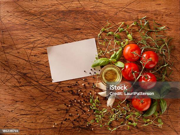 Cartão Com Ingredientes Da Receita - Fotografias de stock e mais imagens de Acompanhamento - Acompanhamento, Alho, Alimentação Saudável