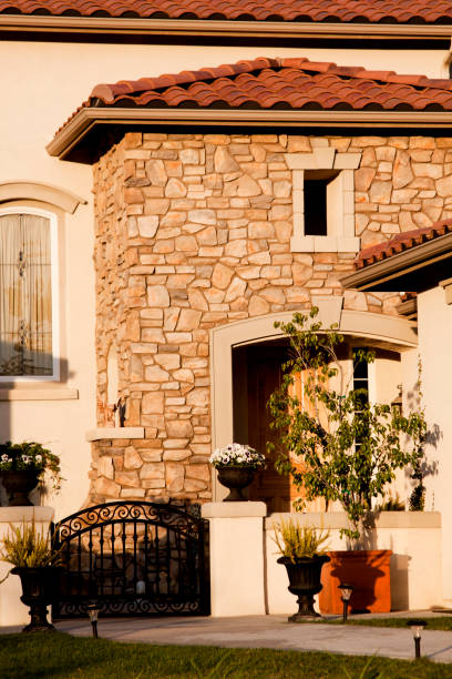 istock Stucco and Stone Home Exterior 185229345