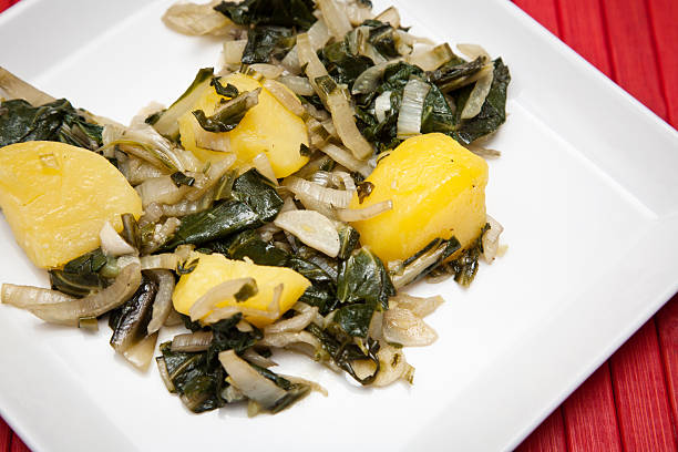 this is a  recipe from Croatia with potatoes, chard, garlic and oil
