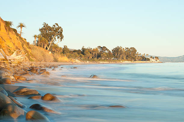Santa Barbara "This is a picture of the shoreline on Butterfly Beach in Santa Barbara, California." santa barbara california stock pictures, royalty-free photos & images