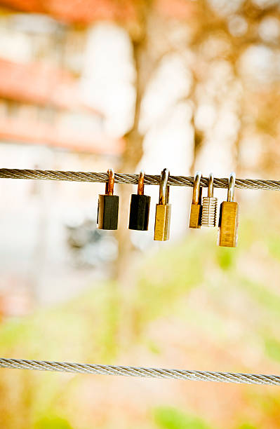istock Love padlocks on metal wire 185229637
