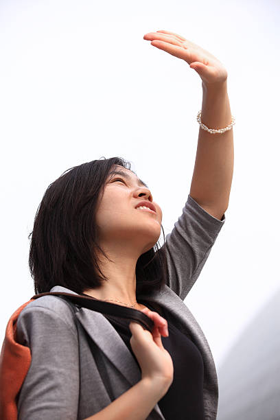 istock Young Asian woman looking up 185229683