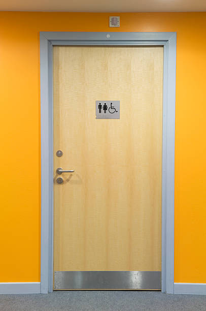 Modern toilet door stock photo