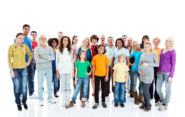 istock Cheerful mixed age group of people standing. 185230294
