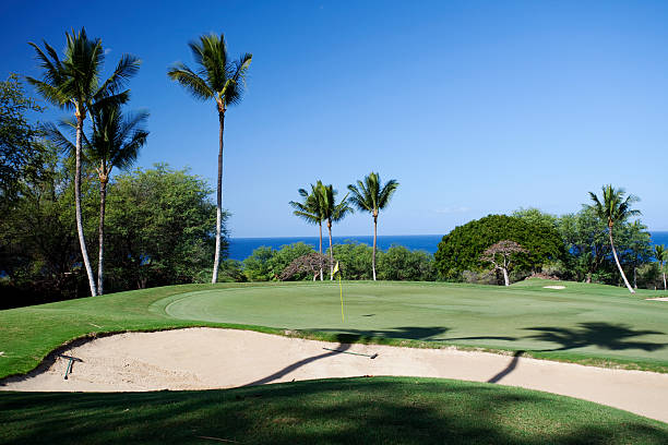Beautiful Golf Course on Maui Hawaii stock photo