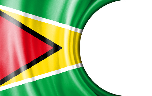 Abstract illustration, Guyana flag with a semi-circular area White background for text or images.