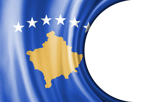 Abstract illustration, Kosovo flag with a semi-circular area White background for text or images.