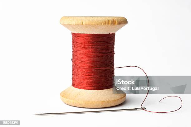 Needle And Red Line Stock Photo - Download Image Now - Thread - Sewing Item, Sewing, Sewing Needle
