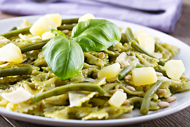 istock Pasta with pesto sauce 185231426