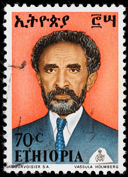 imperador etiópia, haile selassie selo postal - haile selassie - fotografias e filmes do acervo