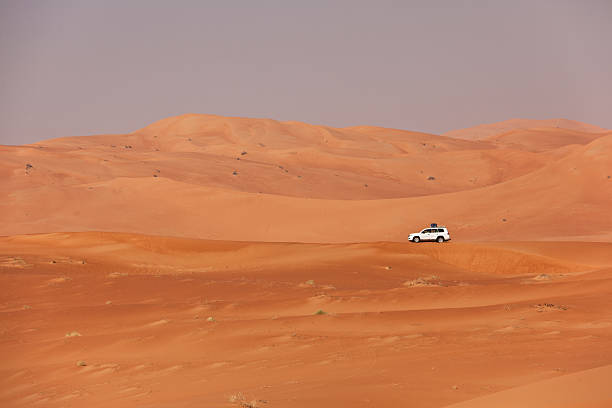 istock Car driving in the desert between sand dunes 185232038