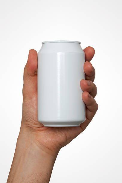 Hand Holding A Drink Can With Clipping Path Hand with clipping path holding a can. can stock pictures, royalty-free photos & images