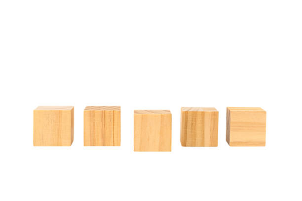 istock Wooden geometric shapes cube for conceptual design. Education game. isolated on a white background. 1852327588