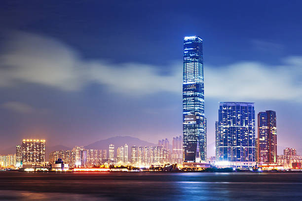Hong Kong, The International Commerce Center (ICC) Hong Kong, The International Commerce Center at night. international commerce center stock pictures, royalty-free photos & images