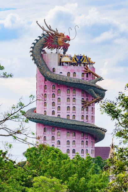 istock Dragon twisted on high building at Sampran Temple. 1852333507