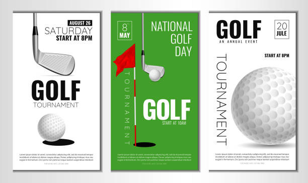 Golf tournament poster Vector illustration about golf tournament, match, game. Use as advertising, invitation, banner, poster play day stock illustrations