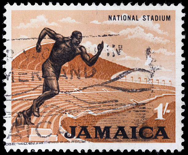 jamaica sprinter selo - mail postage stamp postmark jamaica - fotografias e filmes do acervo