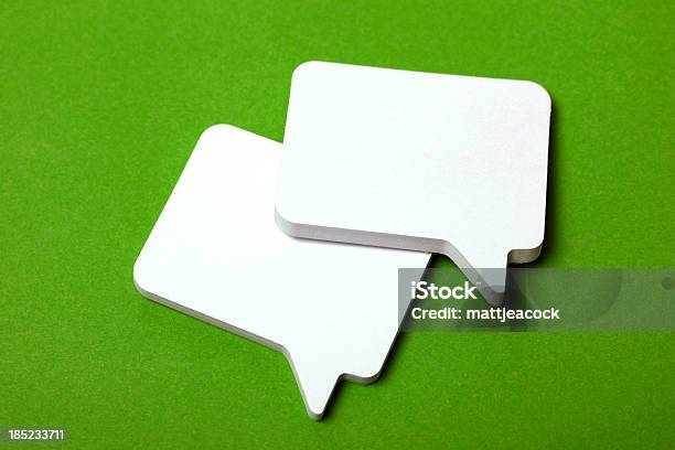 Speech Bubbles On Green Stock Photo - Download Image Now - Speech Bubble, Blank, Color Image