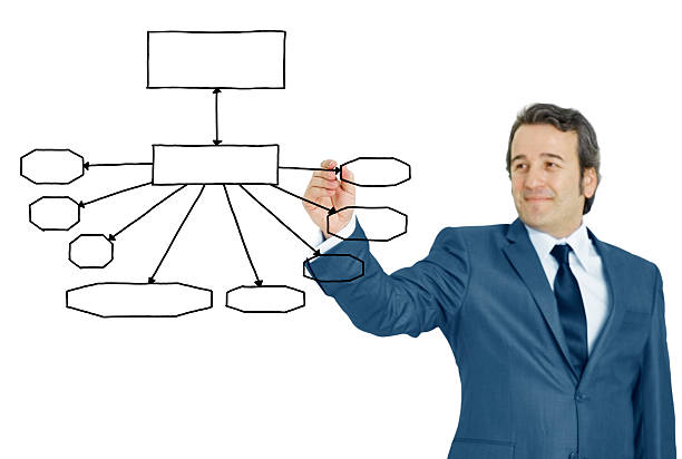 ビジネスマン図面の空の組織図 - concentration teacher business copy space ストックフォトと画像