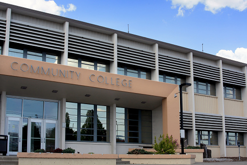 Community college building entrance.