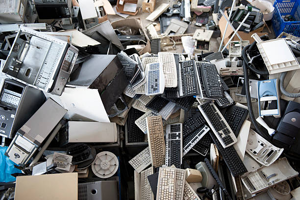 Electronics Recycling "Obsolete computer electronics equipment for recycling," e waste photos stock pictures, royalty-free photos & images