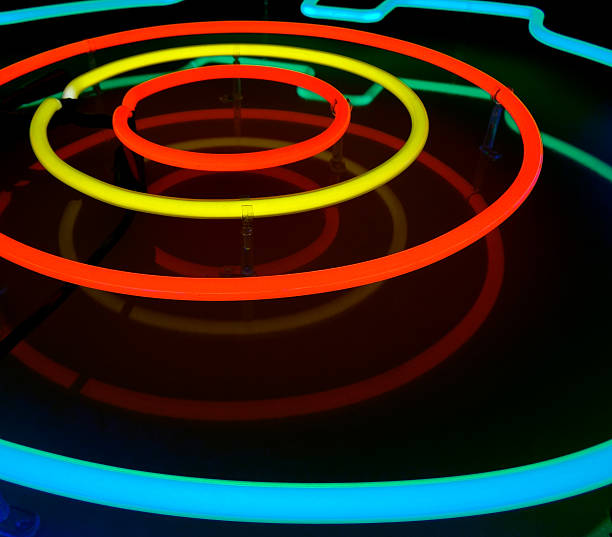 abstract neon circles stock photo