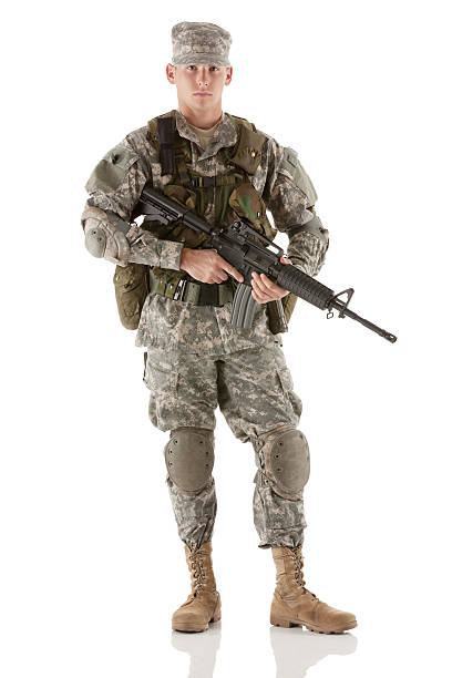 istock Army man standing with a rifle 185234799