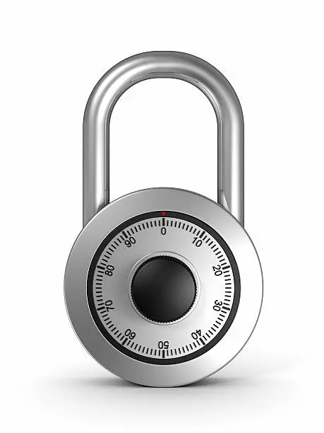 Photo of Close-up combination lock locked with dial set to 0 zero
