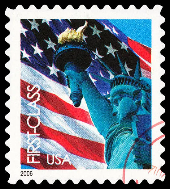 Cancelled Stamp From The United States: Statue of Liberty.