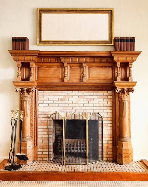 istock Carved Wood Fireplace 185235209