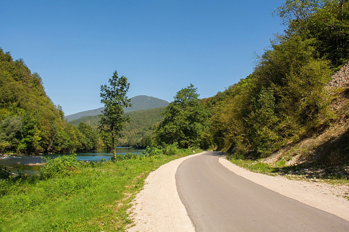 A country road near Orasac, Bihac, in the Una National Park. Una-Sana Canton, Federation of Bosnia and Herzegovina. Early September