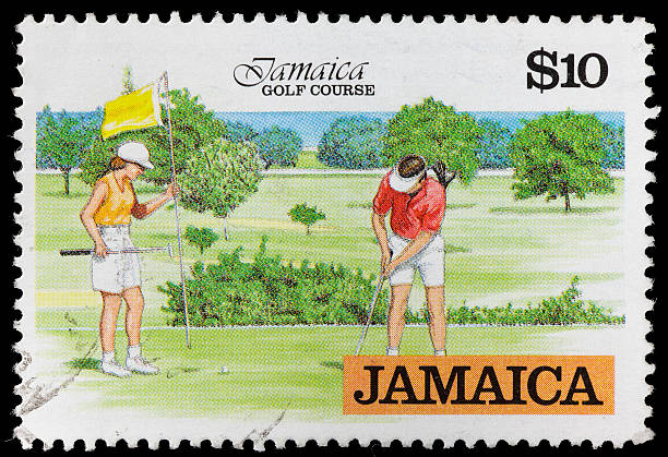 ямайка гольфа почтовая марка - mail postage stamp postmark jamaica стоковые фото и изображения