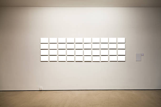 Group of blank frames on the wall at art gallery