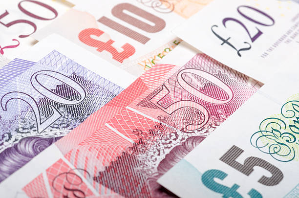 British bank notes Close up of British bank notes british currency photos stock pictures, royalty-free photos & images